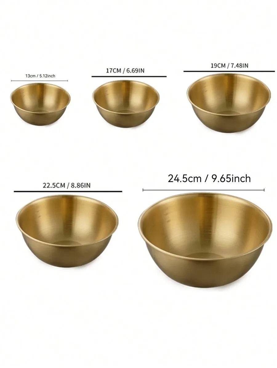 Stainless Steel Mixing Bowl Set (Gold) | Juego de Tazones de Acero Inoxidable Dorado
