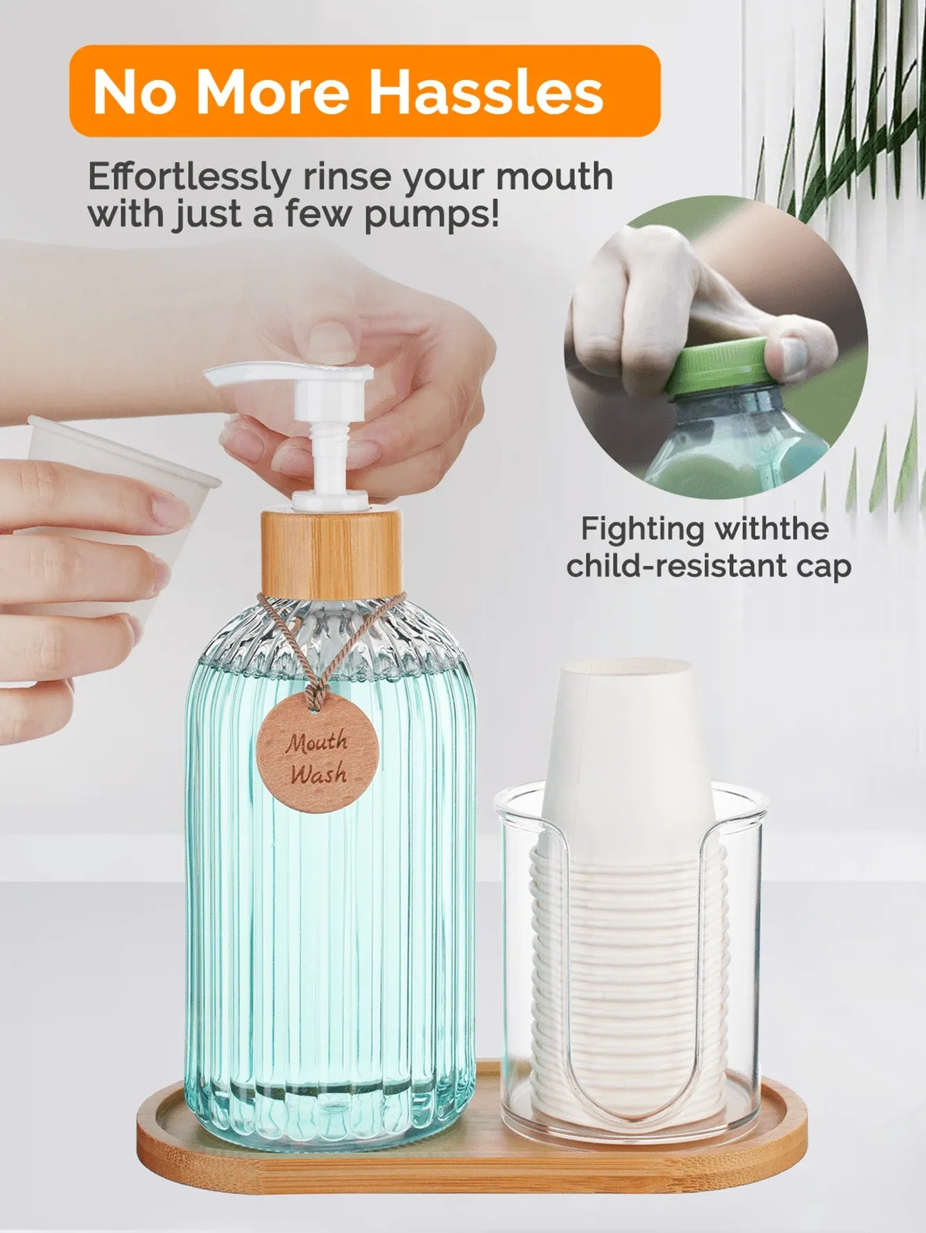 🚚 FREE SHIPPING Dispensador de Enjuague Bucal con Vasos / Mouthwash Dispenser with Cups