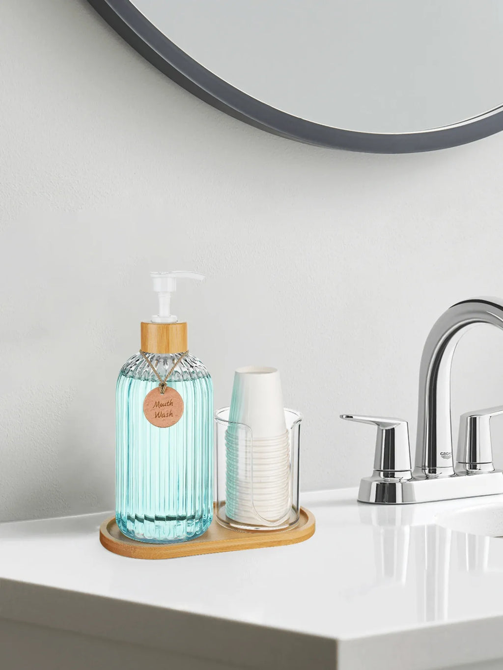 🚚 FREE SHIPPING Dispensador de Enjuague Bucal con Vasos / Mouthwash Dispenser with Cups