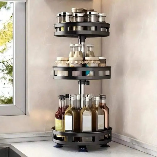 3-Tier Rotating Kitchen Organizer | Organizador Giratorio de Cocina de 3 Niveles