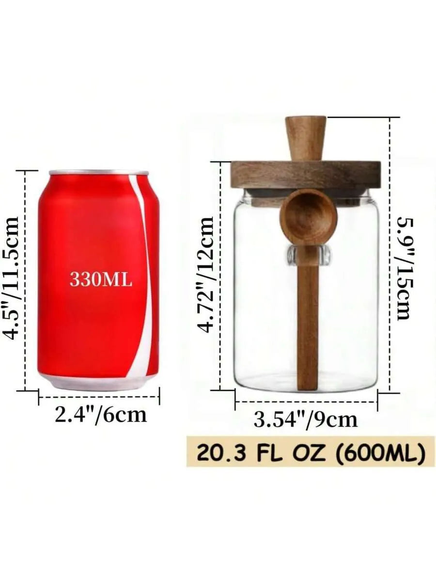 Glass Storage Jar with Wooden Lid & Spoon | Tarro de Vidrio con Tapa de Madera y Cuchara