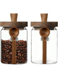 Glass Storage Jar with Wooden Lid & Spoon | Tarro de Vidrio con Tapa de Madera y Cuchara