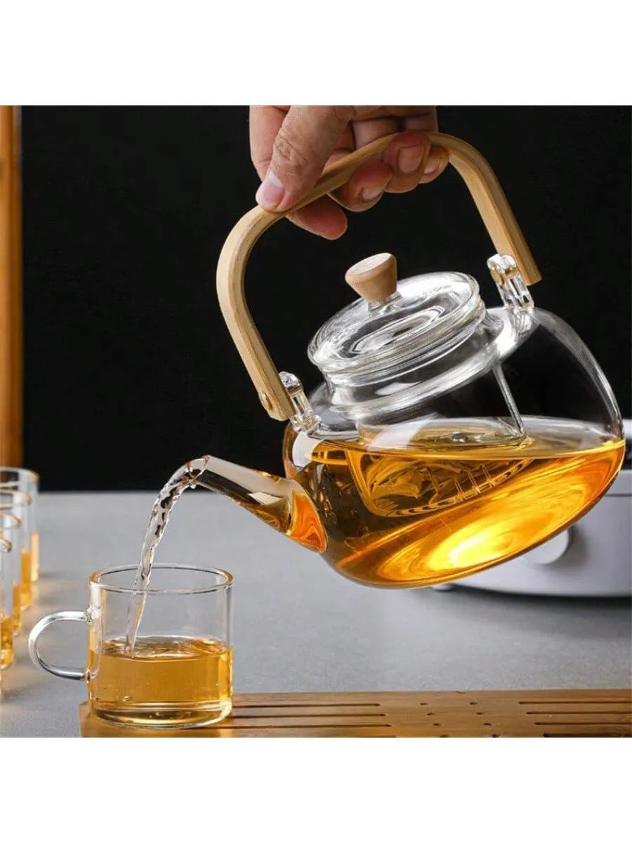 Glass Teapot with Bamboo Handle | Tetera de Vidrio con Asa de Bambú