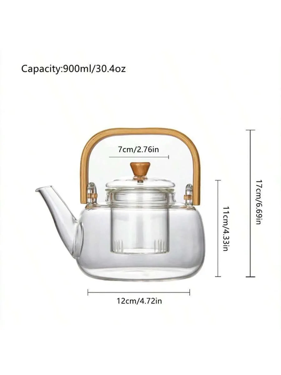 Glass Teapot with Bamboo Handle | Tetera de Vidrio con Asa de Bambú
