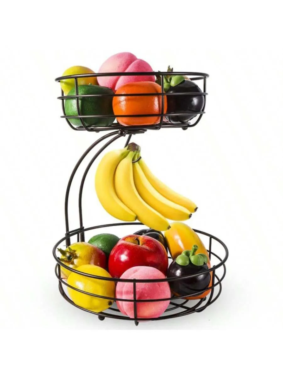 🚚 FREE SHIPPING Cesta de frutas de 2 niveles con gancho para bananas / 2-Tier Fruit Basket with Banana Hook