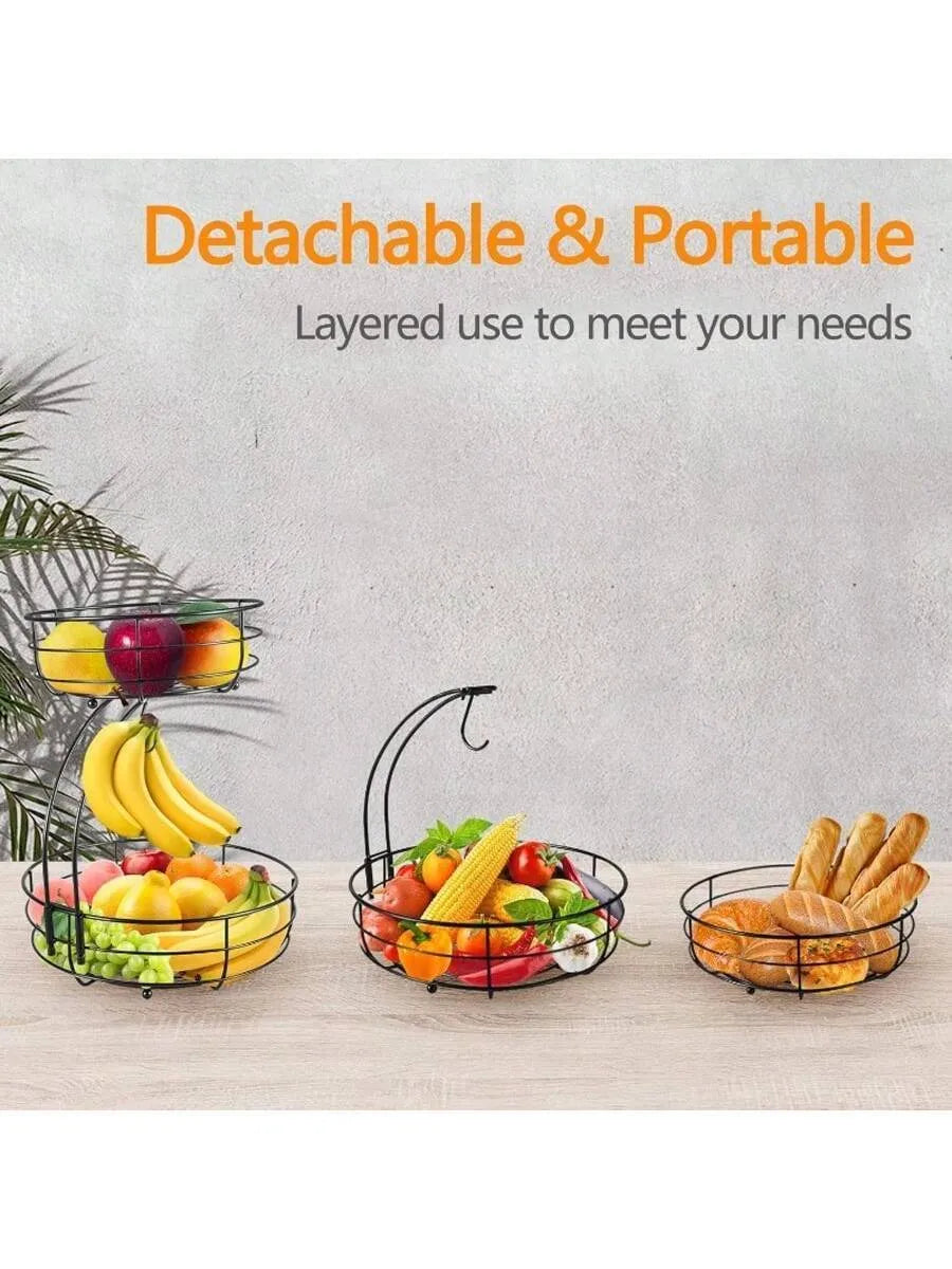 🚚 FREE SHIPPING Cesta de frutas de 2 niveles con gancho para bananas / 2-Tier Fruit Basket with Banana Hook