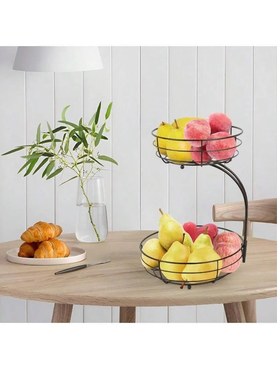 🚚 FREE SHIPPING Cesta de frutas de 2 niveles con gancho para bananas / 2-Tier Fruit Basket with Banana Hook