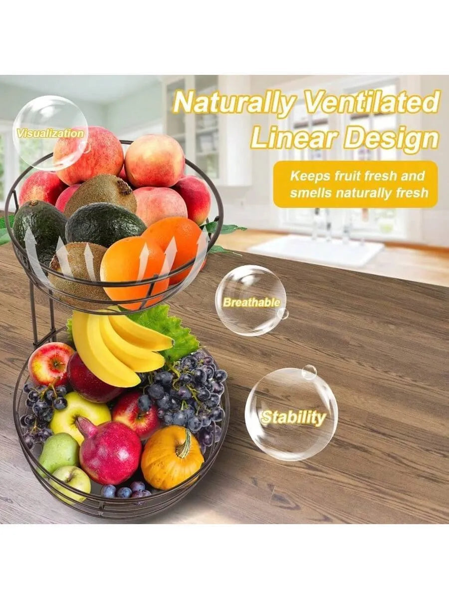 🚚 FREE SHIPPING Cesta de frutas de 2 niveles con gancho para bananas / 2-Tier Fruit Basket with Banana Hook