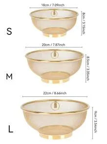 🚚 FREE SHIPPING Gold Stainless Steel Strainer Basket/Escurridor dorado de acero inoxidable