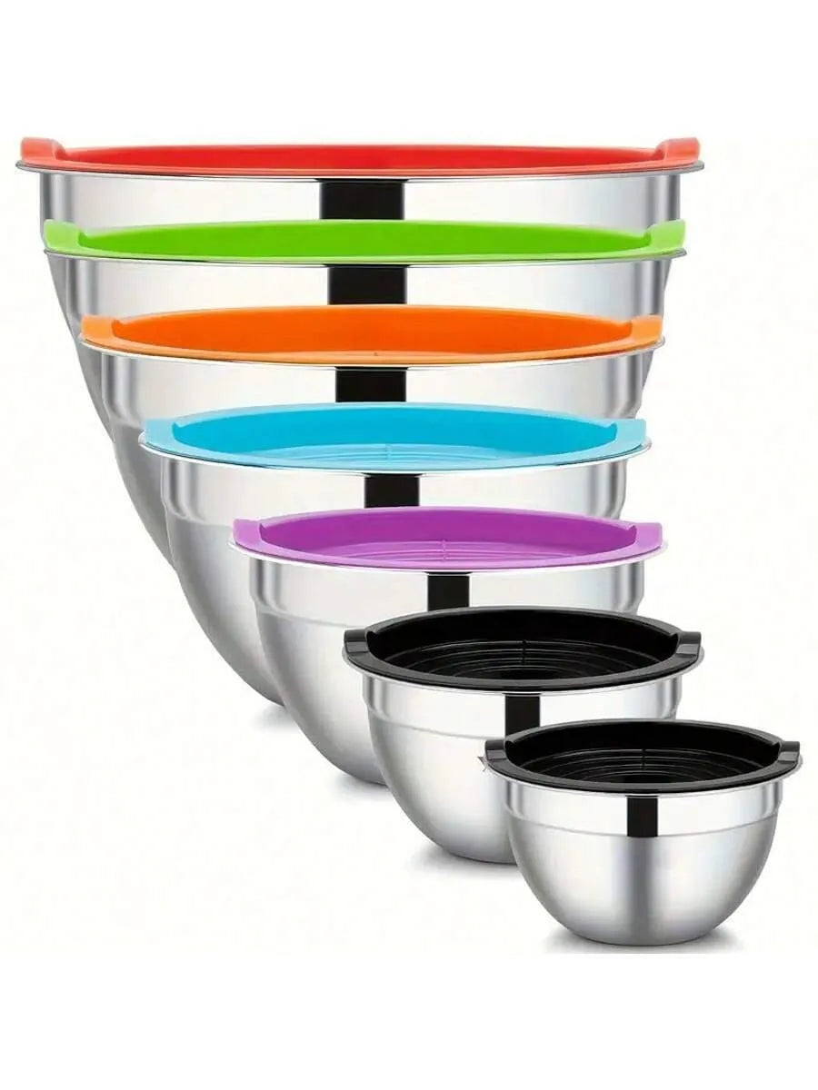 🚚 FREE SHIPPING Set de Tazones de Acero Inoxidable con Tapas / Stainless Steel Mixing Bowls Set with Lids